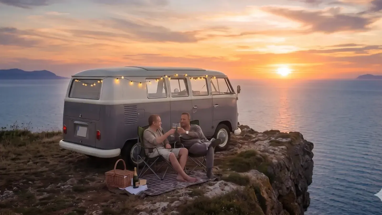 Resultaat: bruidspaar stapt in een VW T1 Bus als trouwauto — onvergetelijk moment